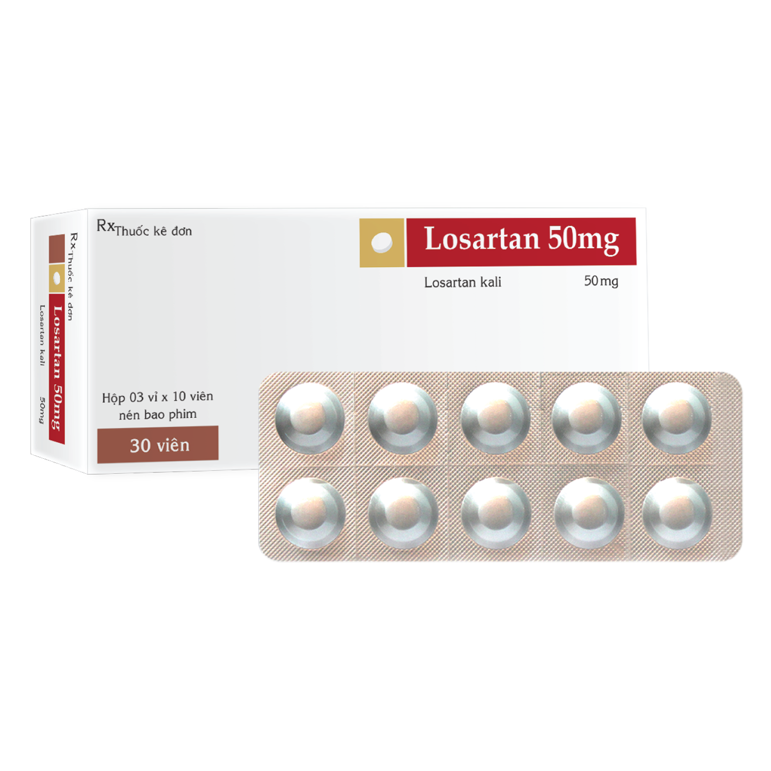 Viên bao phim Losartan 50mg v/10,h/30